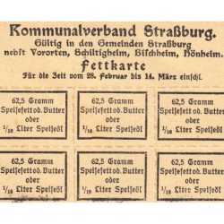 Strasbourg (67) - Rationnement - Matière grasse - 1915 - Etat : SUP