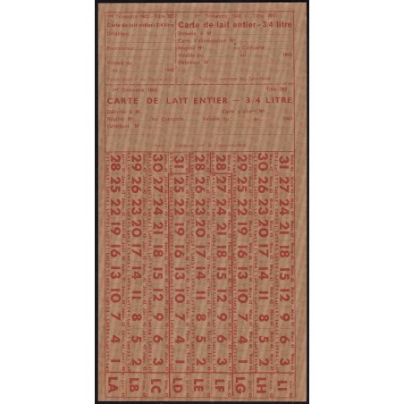 1943 - Titre 707 - Lait entier - 1er trimestre - Etat : SPL+