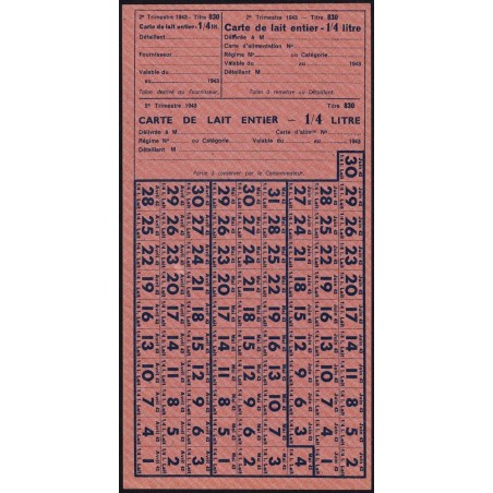 1943 - Titre 830 - Lait entier - 2 trimestre - Etat : SPL+