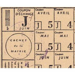 Rationnement - Feuille coupons - Catégorie J - 04/1919 à 06/1919 - Etat : SUP
