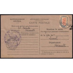 1946 - Fiche de contrôle de carte d'alimentation - Saint-Sériès (34) - Etat : TTB
