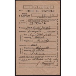 1946 - Fiche de contrôle de carte d'alimentation - Saint-Sériès (34) - Etat : TTB
