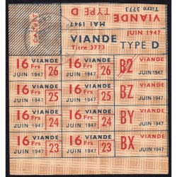 1947 - Titre 3773 - Viande - Type D - Juin - Aurillac (151) - Etat : SUP