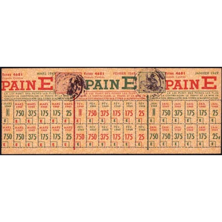 1949 - Titre 4681 - T2 - Pain - Catégories E - Janvier à mars - Paris (75) - Etat : SUP+
