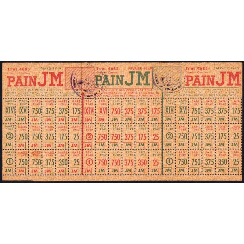 1949 - Titre 4683 - T2 - Pain - Catégories J M - Janvier à mars - Paris (75) - Etat : SUP+