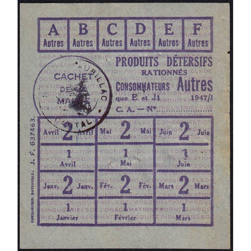 Nettoyage - Produits détersifs - Réf. 637463 - Cat. Autres - 1947 - Type I - Aurillac (15) - Etat : SUP
