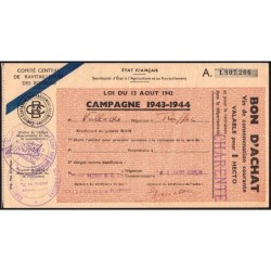 Charente - Vin de consommation courante - 1 hecto - 1943-1944 - Etat : TTB