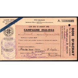 Charente - Vin de consommation courante - 3 hectos - 1943-1944 - Etat : TTB