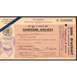 Charente - Vin de consommation courante - 5 hectos - 1943-1944 - Etat : TTB