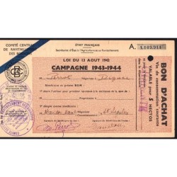 Charente - Vin de consommation courante - 5 hectos - 1943-1944 - Etat : TTB