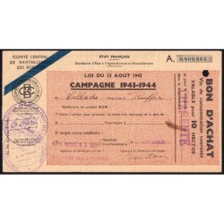 Charente - Vin de consommation courante - 10 hectos - 1943-1944 - Etat : TTB