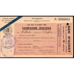Charente - Vin de consommation courante - 10 hectos - 1943-1944 - Etat : TTB