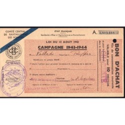 Charente - Vin de consommation courante - 10 hectos - 1943-1944 - Etat : TTB+