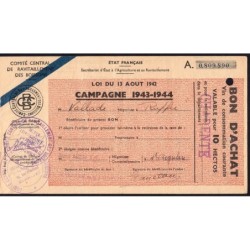 Charente - Vin de consommation courante - 10 hectos - 1943-1944 - Etat : TTB