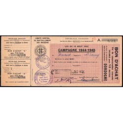 Dordogne - Vin de consommation courante - 10 hectos - 1944-1945 - Etat : SUP