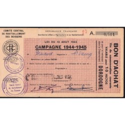 Dordogne - Vin de consommation courante - 10 hectos - 1944-1945 - Etat : SUP