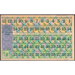 1949 - Titre 205 - Feuille trim. de coupons - 2e trimestre - Catégorie E - Etat : pr.NEUF