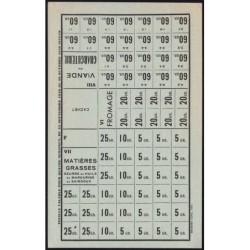 1940 - Feuille de tickets de matières grasses et viande - 23/09 au 20/10/1940 - Etat : SUP