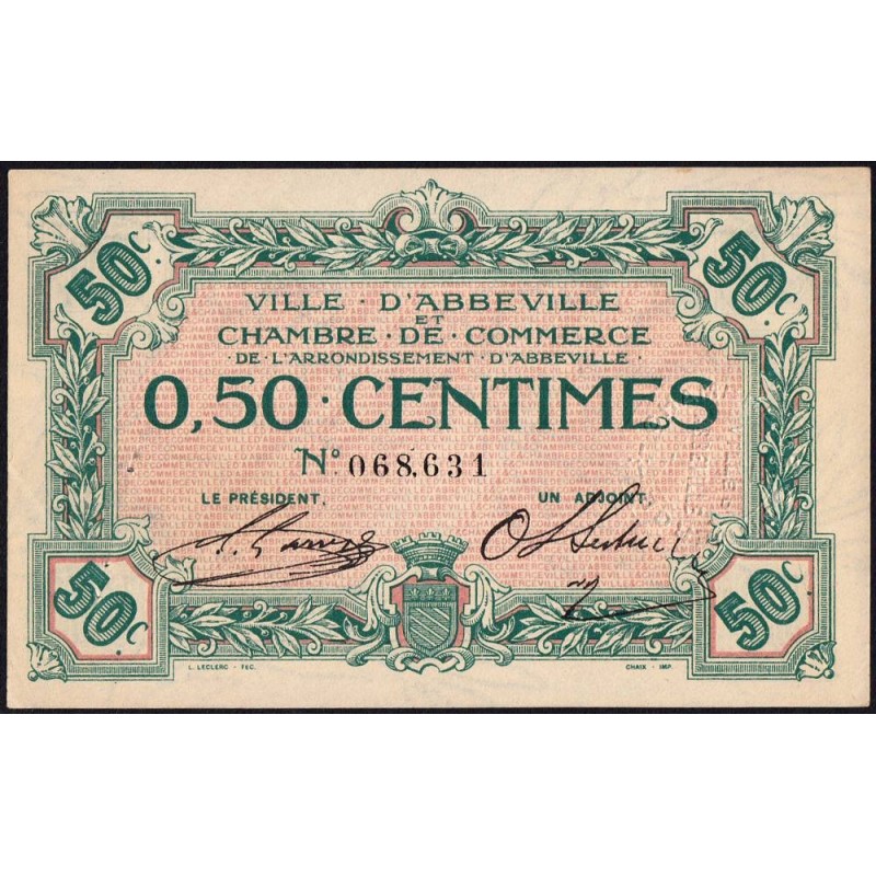 Abbeville - Pirot 1-1 - 50 centimes - Sans date - Etat : SUP+