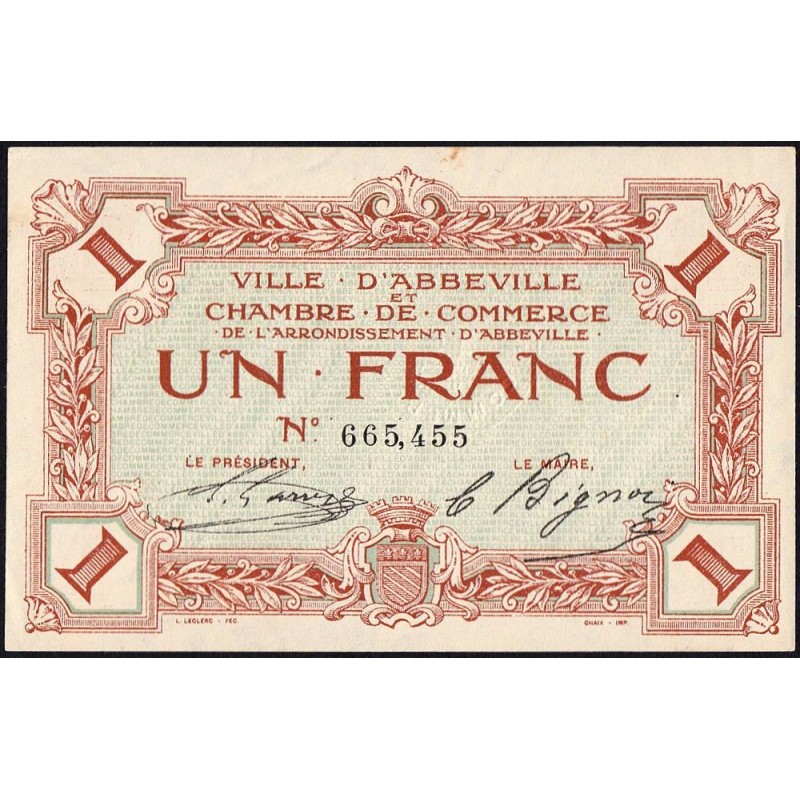 Abbeville - Pirot 1-3 - 1 franc - Sans date - Etat : SUP