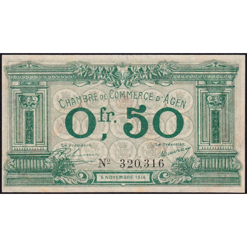 Agen - Pirot 2-1b - 50 centimes - 05/11/1914 - Etat : SUP