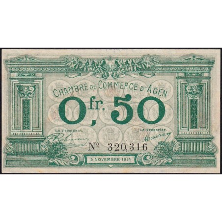 Agen - Pirot 2-1b - 50 centimes - 05/11/1914 - Etat : SUP
