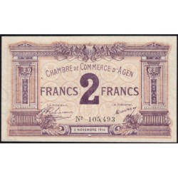 Agen - Pirot 2-5b variété - 2 francs - 05/11/1914 - Etat : SUP