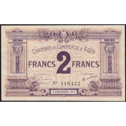 Agen - Pirot 2-5b variété - 2 francs - 05/11/1914 - Etat : TTB+