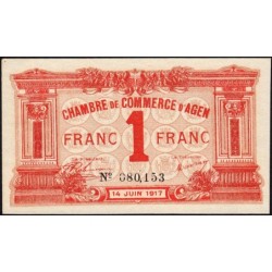 Agen - Pirot 2-9 - 1 franc - 14/06/1917 - Etat : SPL