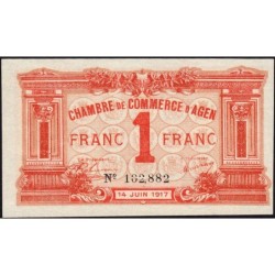 Agen - Pirot 2-9 - 1 franc - 14/06/1917 - Etat : SUP+
