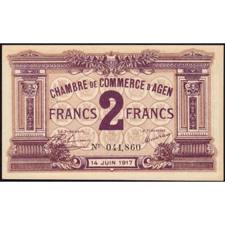 Agen - Pirot 2-11 - 2 francs - 14/06/1917 - Etat : SPL