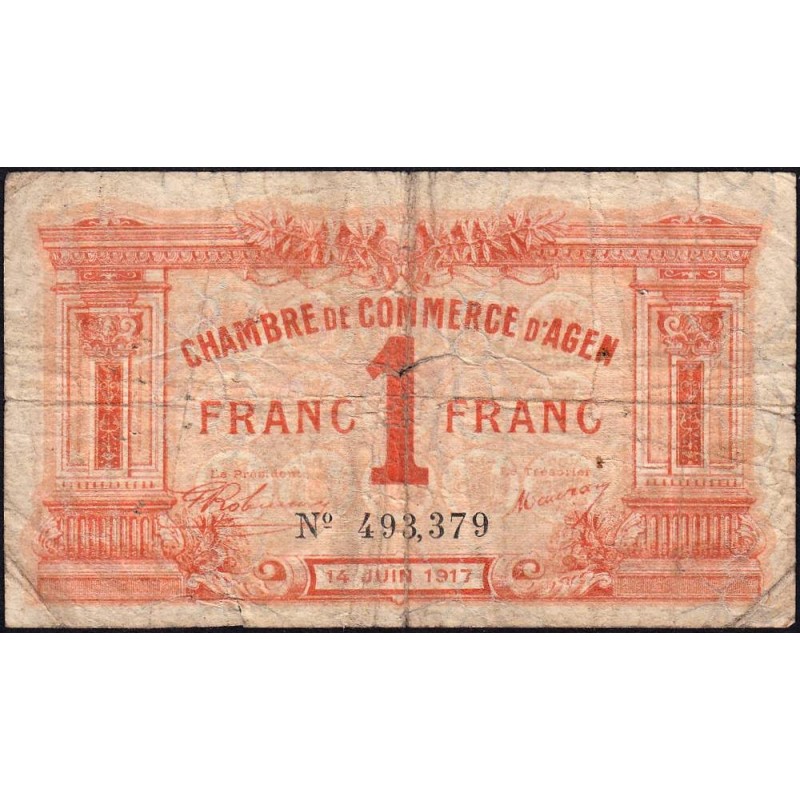 Agen - Pirot 2-14 - 1 franc - 14/06/1917 - Etat : B+