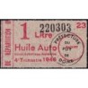 1 litre Huile Auto - 4e trimestre 1946 - Puy-de-Dôme - Etat : SUP+