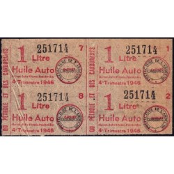1 litre Huile Auto - 4e trimestre 1946 - Bloc de 4 - Ardèche - Etat : TB+