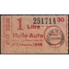 1 litre Huile Auto - 4e trimestre 1946 - Ardèche - Etat : SUP
