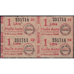 1 litre Huile Auto - 4e trimestre 1946 - Bloc de 4 - Ardèche - Etat : TTB