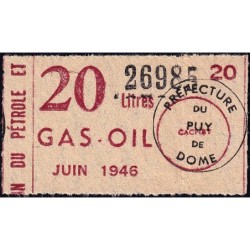 20 litre Gas-Oil - Juin 1946 - Puy-de-Dôme - Etat : TTB