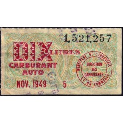 10 litres carburant auto - Novembre 1949 - Etat : TTB