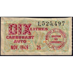 10 litres carburant auto - Novembre 1949 - Etat : TTB