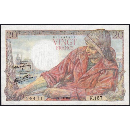F 13-11 - 09/01/1947 - 20 francs - Pêcheur - Série N.157 - Etat : SUP+