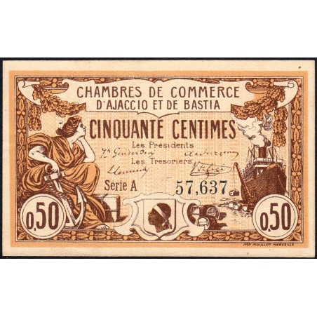 Ajaccio & Bastia - Pirot 3-3 - 50 centimes - Série A - 06/08/1915 - Etat : SUP