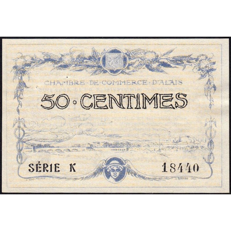 Alais (Alès) - Pirot 4-1 - 50 centimes - Série K - 16/08/1915 - Etat : SUP+