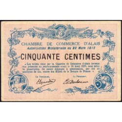 Alais (Alès) - Pirot 4-7 - 50 centimes - Série RR - 30/03/1916 - Etat : TTB