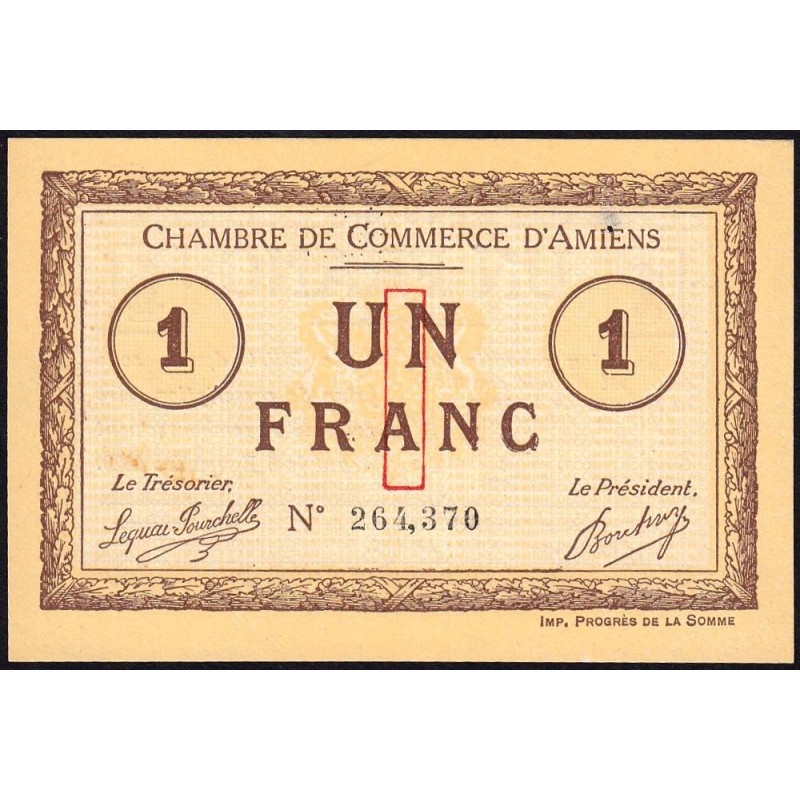 Amiens - Pirot 7-16 - 1 franc - 1915 - Etat : SUP+