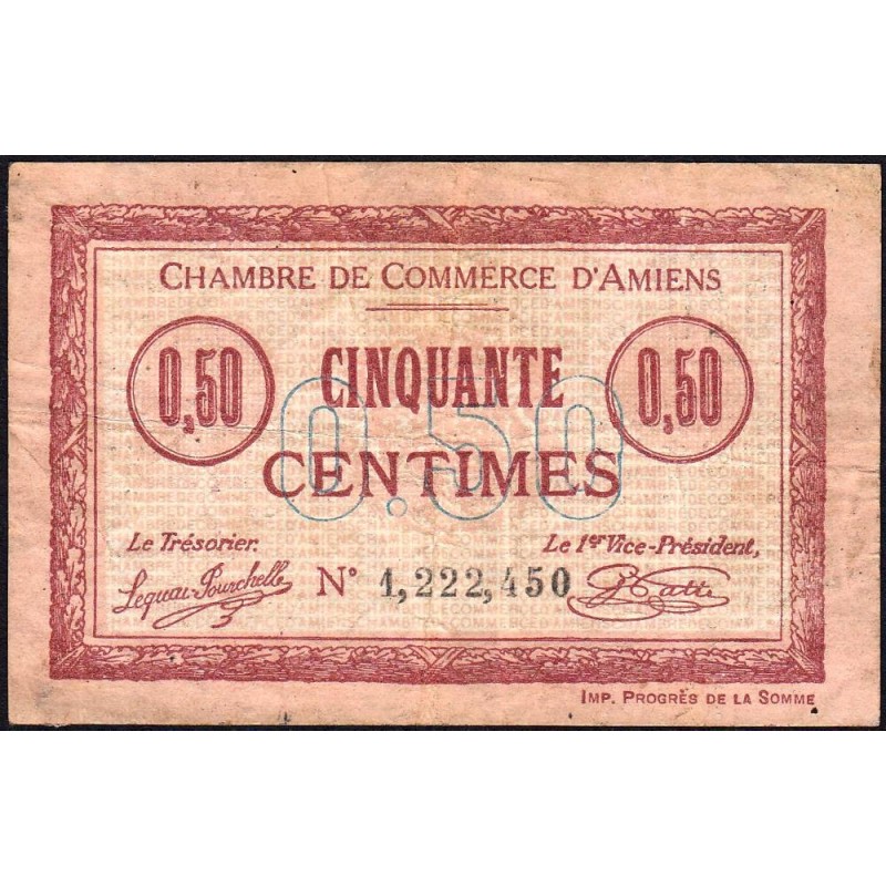 Amiens - Pirot 7-32 - 50 centimes - 1915 - Etat : TB-