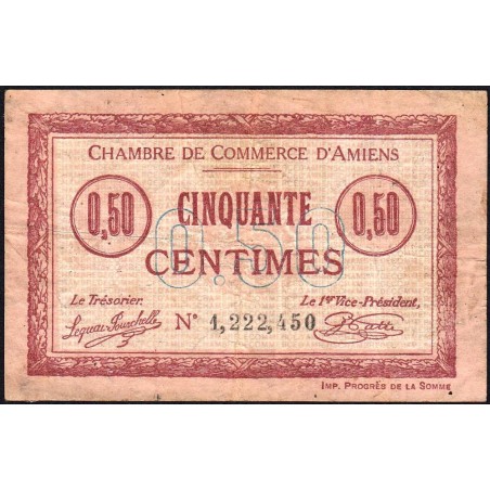 Amiens - Pirot 7-32 - 50 centimes - 1915 - Etat : TB-
