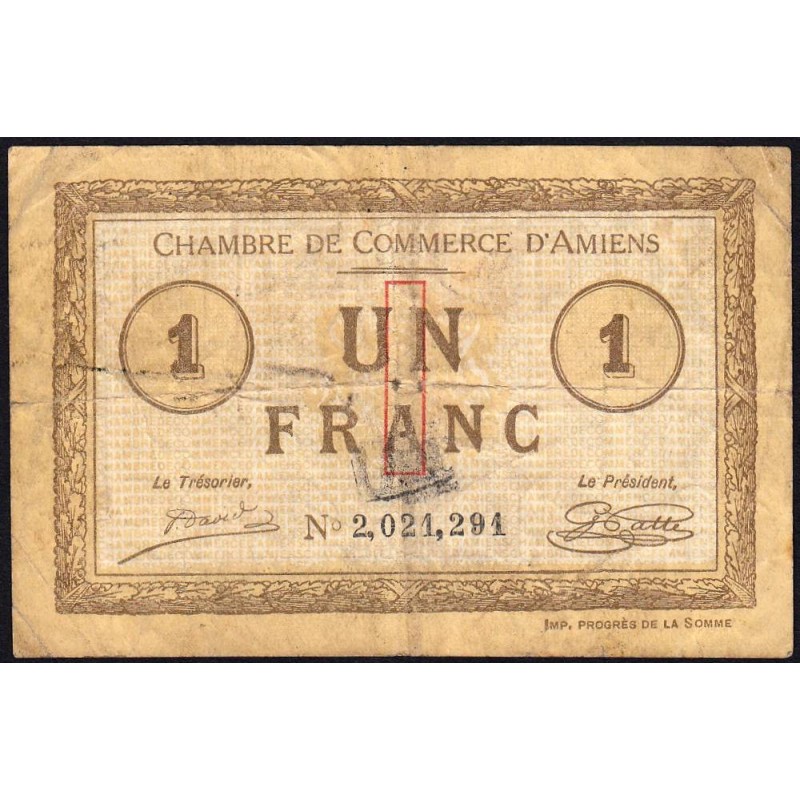 Amiens - Pirot 7-43a - 1 franc - 1915 - Etat : B+