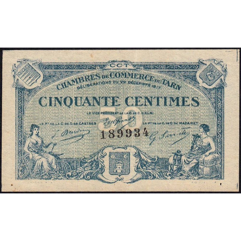 Albi, Castres, Mazamet (Tarn) - Pirot 5-9 - 50 centimes - 22/12/1917 - Etat : SUP