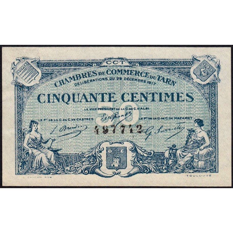 Albi, Castres, Mazamet (Tarn) - Pirot 5-9 - 50 centimes - 22/12/1917 - Etat : SUP