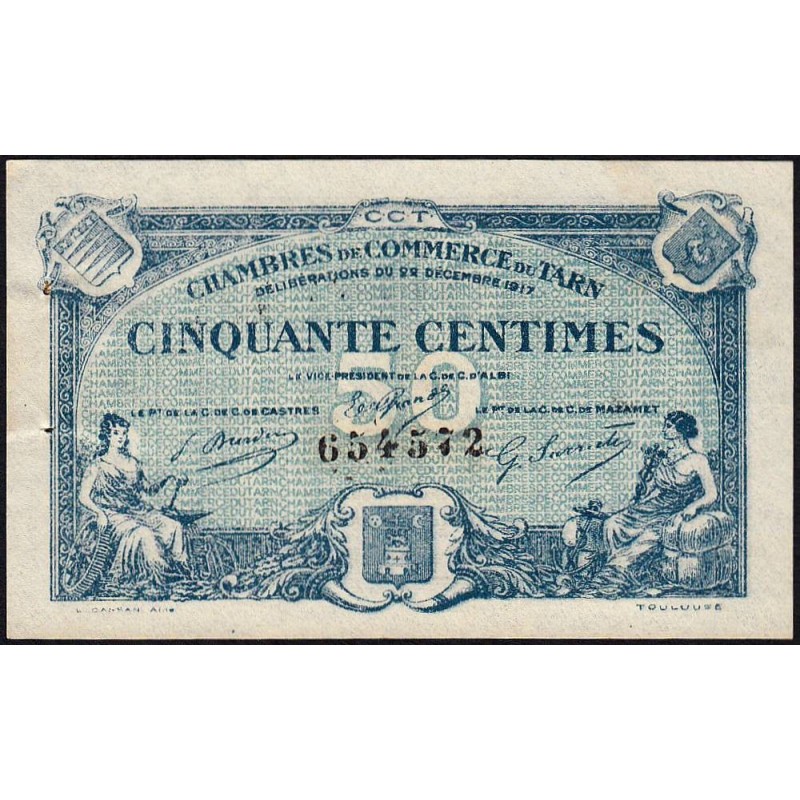 Albi, Castres, Mazamet (Tarn) - Pirot 5-9 - 50 centimes - 22/12/1917 - Etat : SUP